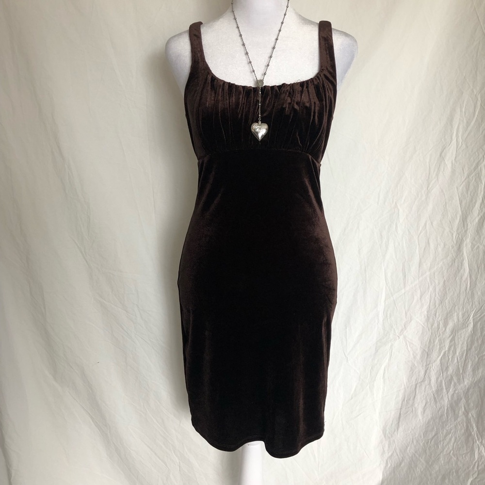 Vintage Brown Velvet Midi Dress